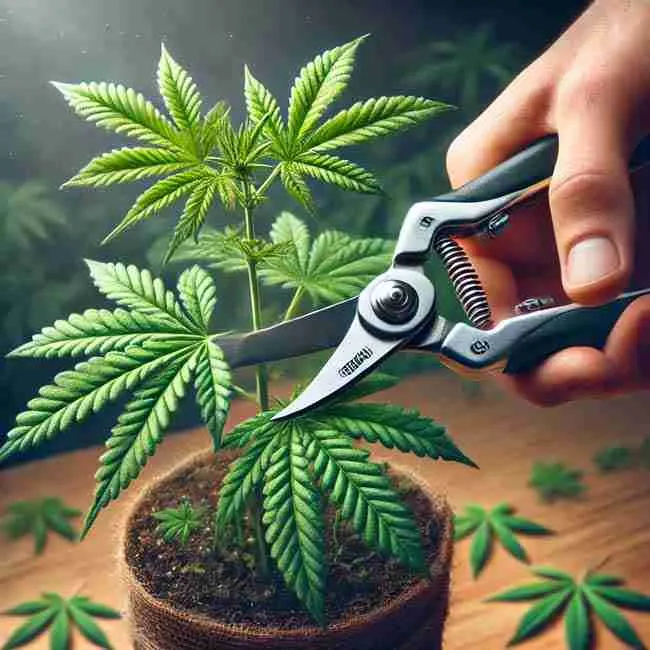Topping Cannabis Seedling to Encourage Side Branch Growth