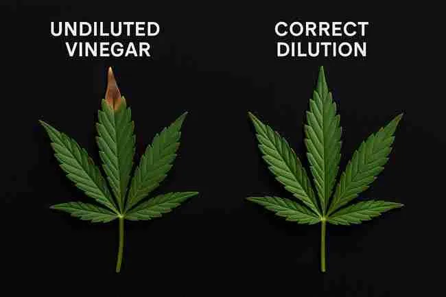 Effect of vinegar concentration on cannabis leaf health.