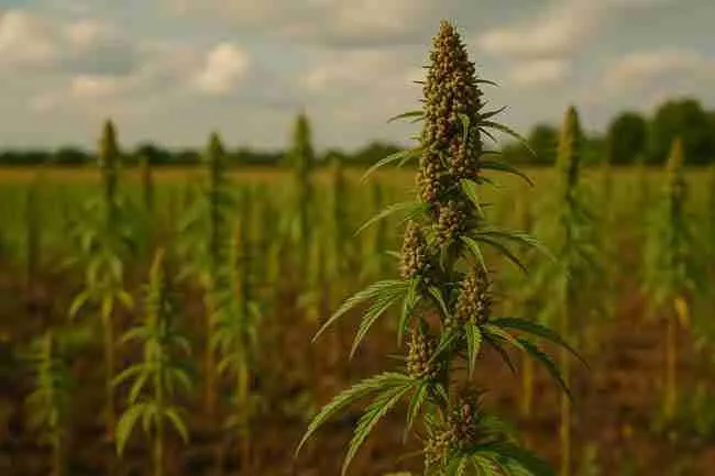 Store Cannabis Seeds — hemp field bursting with mature, seed-heavy stalks that safeguard rare genetics