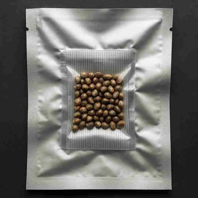 Vacuum-sealed in a silver Mylar pouch with silica gel for top-tier moisture protection
