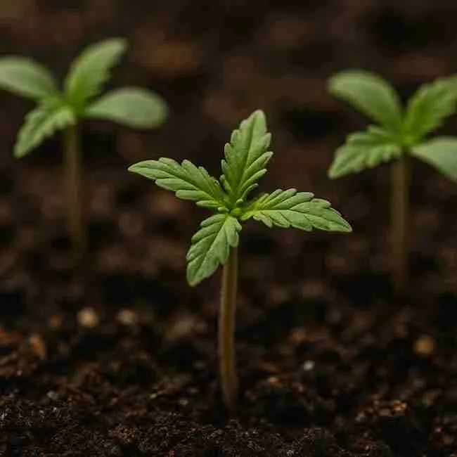 Uniform cannabis seedlings sprouting from rich soil — FAQ & Final Thoughts section