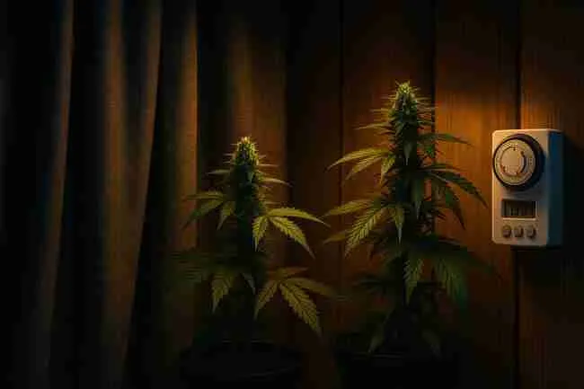 Indoor grow with blackout curtains and digital timer