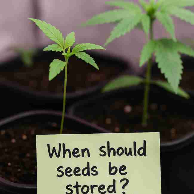 Cannabis seedlings growing in pots, symbolizing germination testing as a way to check stored seed viability.