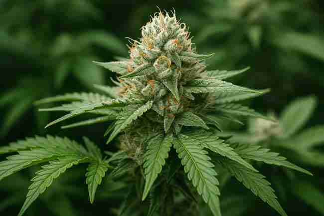 Horizontal close-up of a mature cannabis bud, symbolizing a grower’s action plan for organizing F1, F2, S1, and BX cannabis seeds.