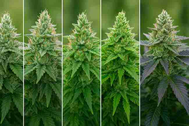 Side-by-side comparison of cannabis buds from different grow setups, showing yield differences in density and size.