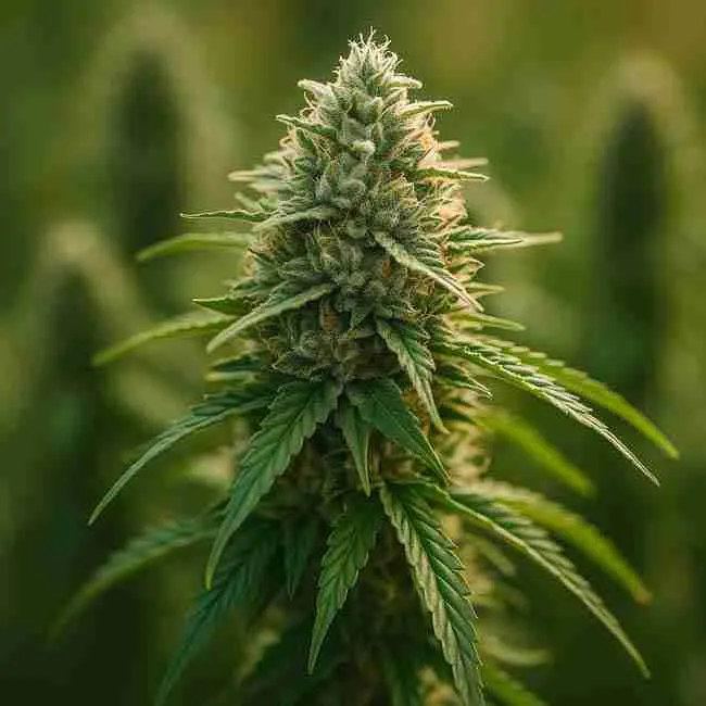 Close-up of cannabis cola covered in trichomes and pistils, representing real grower case studies of feminized seeds herm risk management.