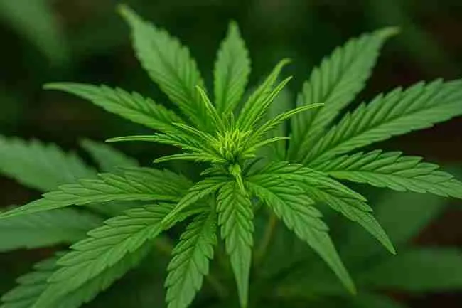 Healthy cannabis plant showing clear leaf structure to compare against canoeing symptoms