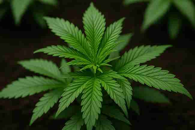 Healthy cannabis plant with flat vibrant leaves showing recovery after fixing canoeing issues