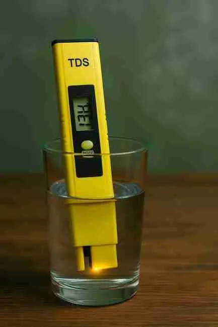 Cannabis grower testing nutrient solution with digital EC meter