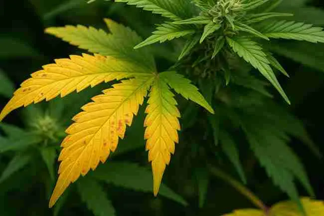 Cannabis leaves showing nutrient burn versus nutrient deficiency