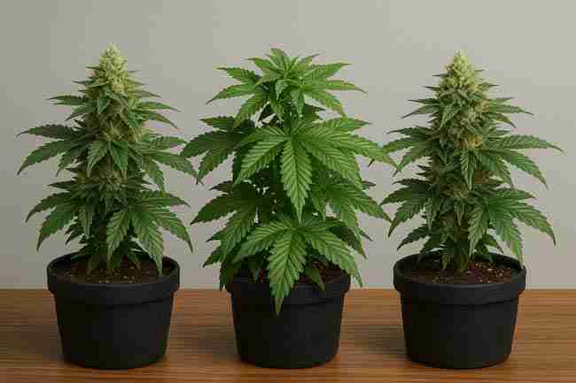 Visual comparison of low odor cannabis strains seeds versus louder terp phenotypes in identical indoor conditions.