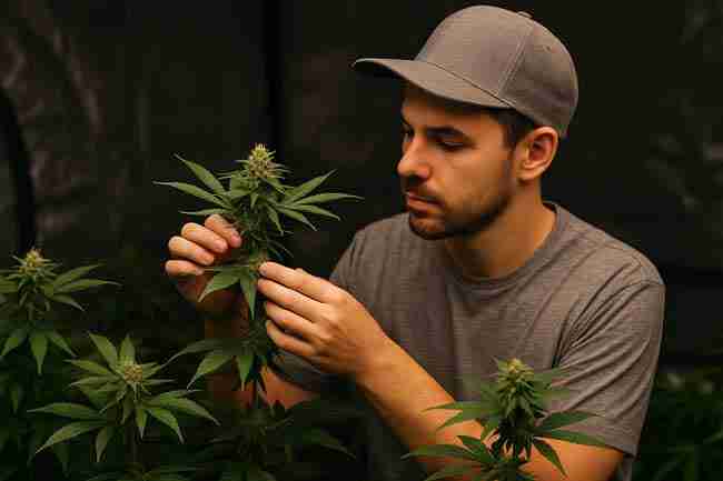 Healthy, cool canopy versus heat-stressed plant to show how stress increases odor even with low odor cannabis strains seeds.