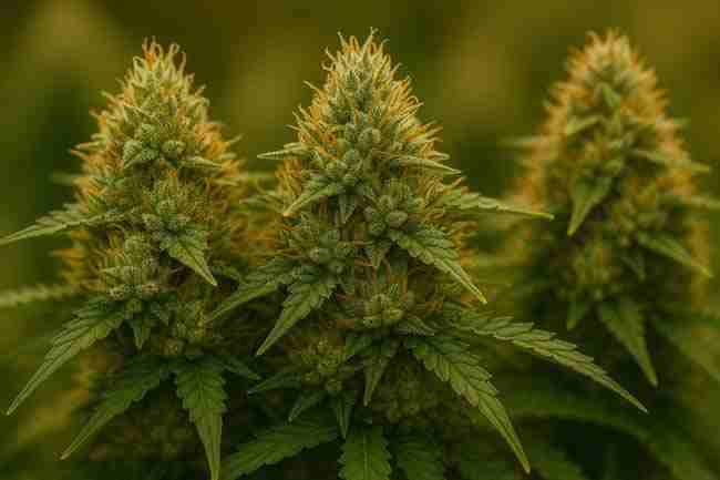 Horizontal close-up photo of dense cannabis colas under warm light representing results after avoiding common AB test pitfalls like uneven feeding or poor labeling.