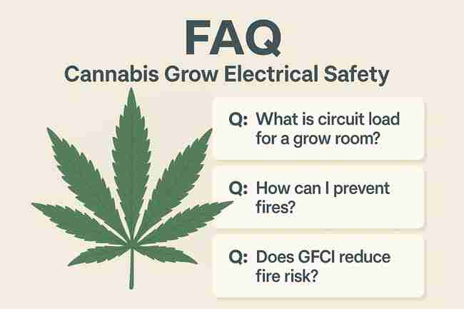 Checklist workspace featuring GFCI outlet tester, surge protector, labeled cords, and cannabis grow tools arranged neatly for safe electrical setup inspection.
