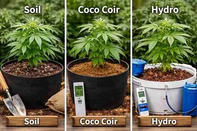 Contrasting cannabis plant health illustrating correct versus incorrect use of Epsom salt cannabis plants with visible stress symptoms
