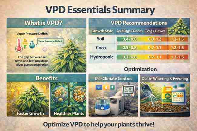 An image showing questions and FAQ's on an image for VPD in cannabis growing rooms