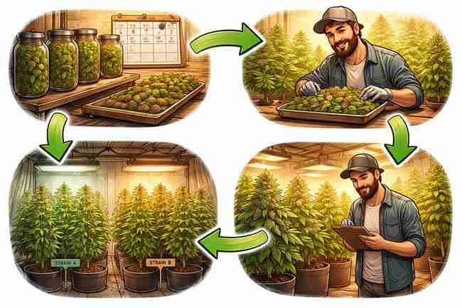 Benefits of a Perpetual Harvest including steady cannabis supply, smaller harvests, strain rotation, and grower skill development