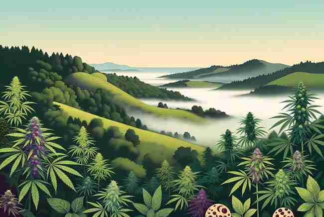 A drawn cannabis forest hidden in California full of Girl Scout Cookies Cannabis Plants