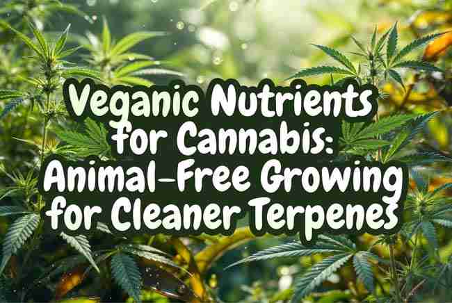 Main image with bubble text writing veganic nutrients for cannabis