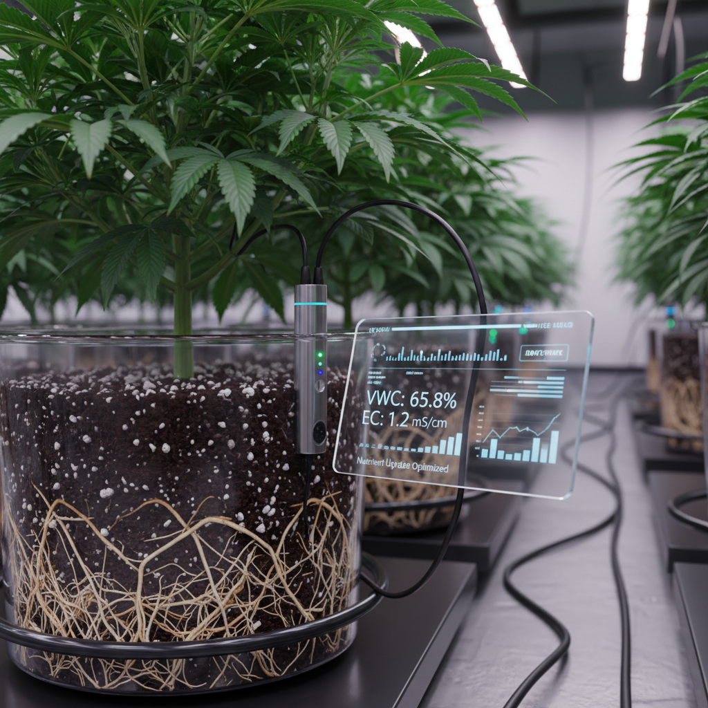 Substrate sensors for cannabis provide home growers with the precision, real-time root zone data necessary to eliminate guesswork and cultivate with absolute confidence. By monitoring critical metrics like Volumetric Water Content (VWC), Pore Water Electrical Conductivity (EC), and medium temperature, these tools pull back the curtain on the most vital yet invisible part of your plant's environment. You no longer have to rely on inconsistent methods like lifting pots or the "finger test" to wonder if your plants are thirsty or if harmful salts are accumulating in the medium. These affordable, high-tech sensors reveal exactly what is happening beneath the surface, allowing you to optimize dry-backs and manage nutrient levels with surgical accuracy. By seeing the data on your smartphone before your plants show signs of stress, you can make proactive, smart adjustments that prevent nutrient lockout, root rot, and pH swings before a single brown spot ever appears on a leaf. This data-driven approach ensures healthier plants, faster growth cycles, and superior yields for every harvest.