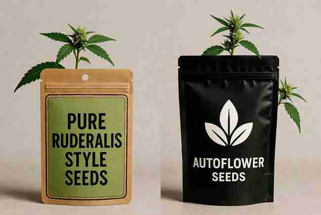 Visual comparison of pure ruderalis seeds versus modern autoflower seeds