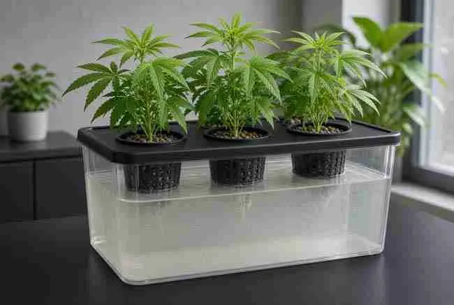 Beneficial yeasts hydroponic cannabis setup reservoir,