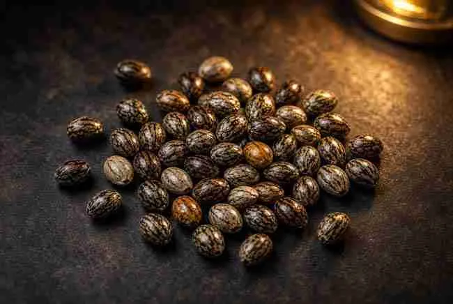 Mixed sizes and colors of healthy cannabis seeds on a tray