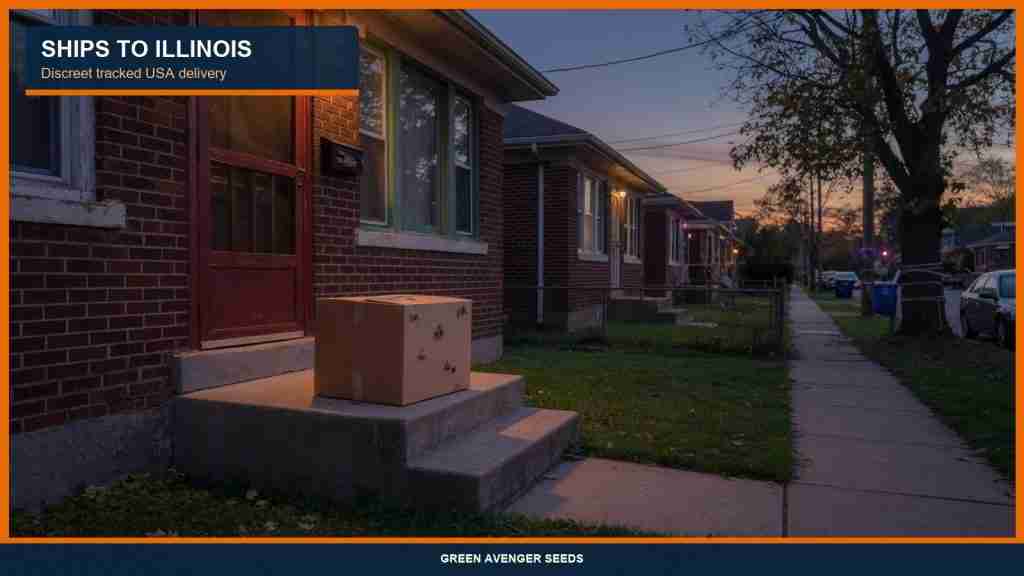 Discreet tracked cannabis seed shipping to an Illinois bungalow stoop