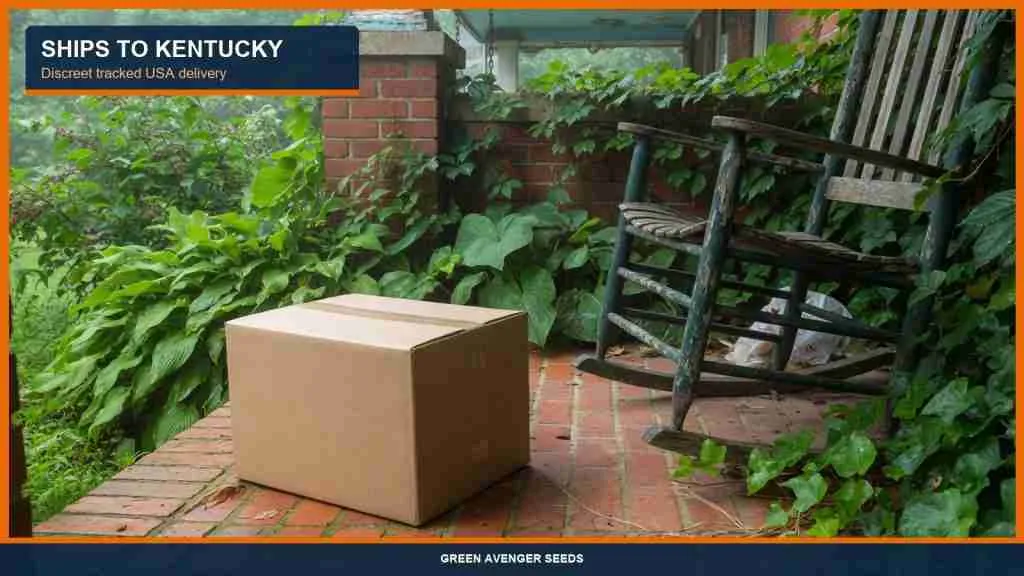 Discreet tracked cannabis seed shipping to a Kentucky porch