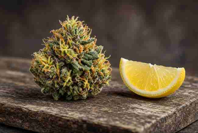 Citrus-leaning bud beside a lemon wedge