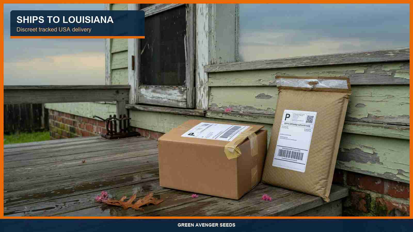 Discreet tracked cannabis seed shipping to a Louisiana porch