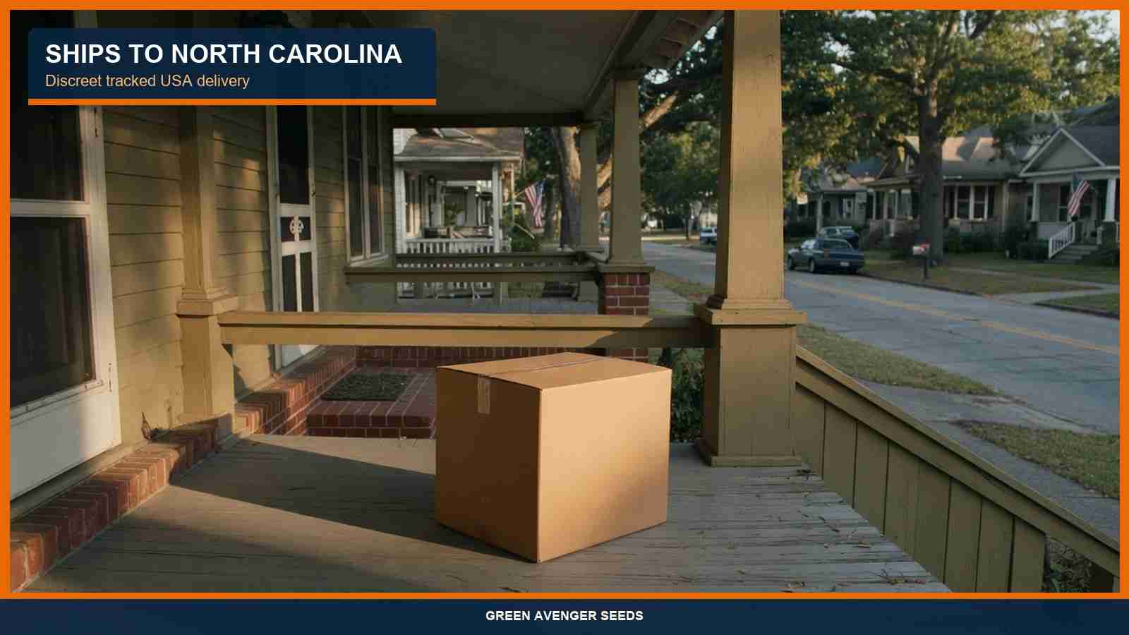 Discreet tracked cannabis seed shipping to a North Carolina porch