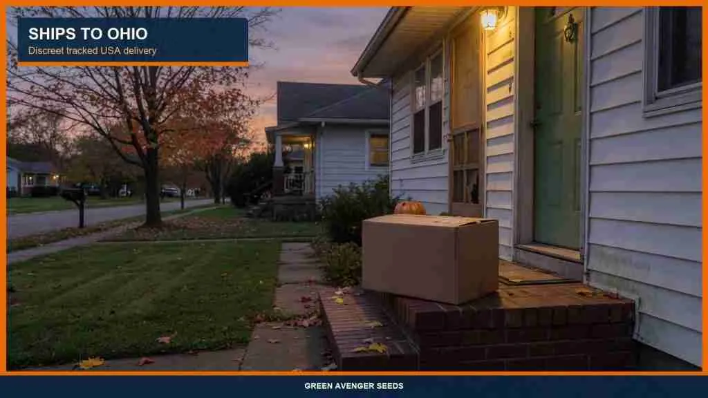 Discreet tracked cannabis seed shipping to an Ohio brick stoop