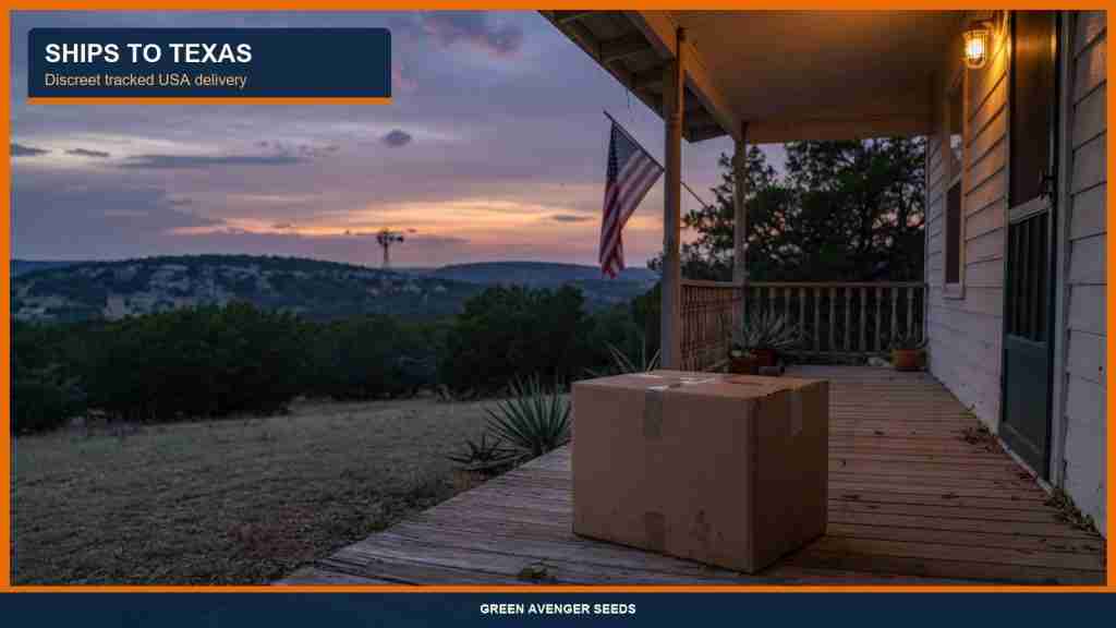 Discreet tracked cannabis seed shipping to a Texas ranch porch