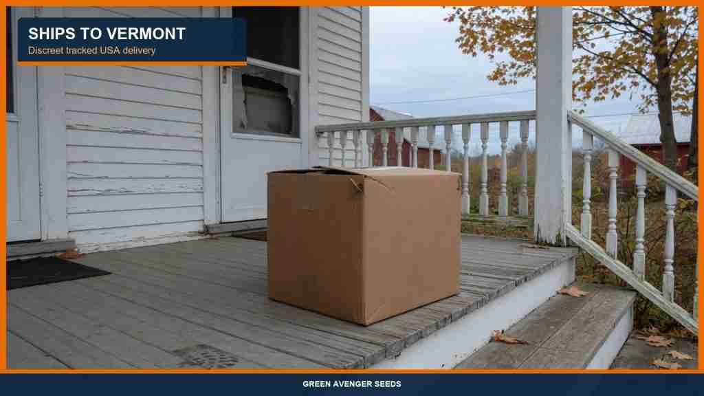 Discreet tracked cannabis seed shipping to a Vermont porch
