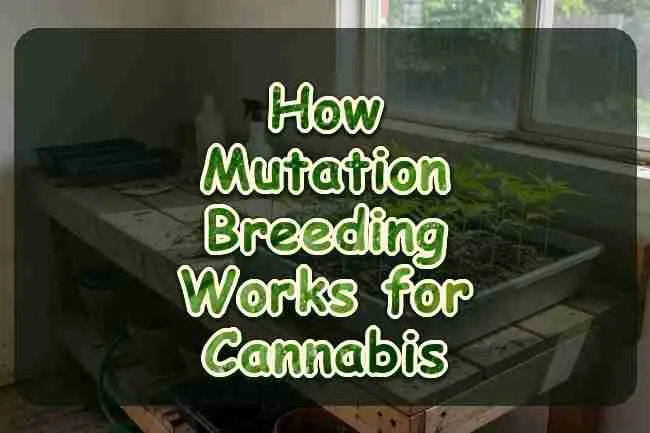 A tray of cannabis seedlings on a potting bench